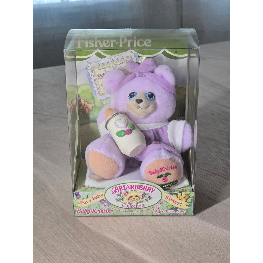 Fisher Price Briarberry Collection Baby Kristin Purple Bear Plush New